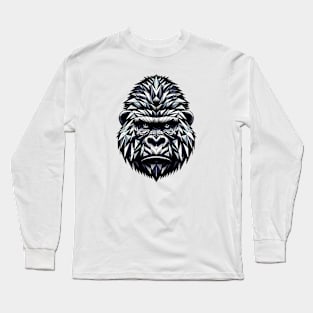 Abstract Geometric Gorilla - Black and White Design Long Sleeve T-Shirt